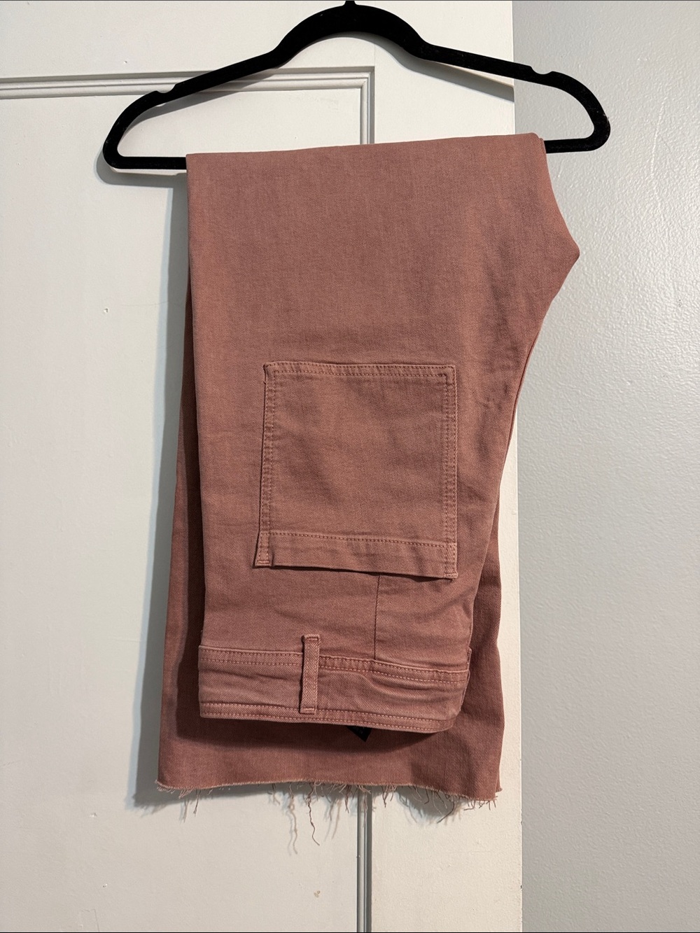 Mauve Pink Raw Hem Pants